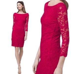 White House Black Market Hot Pink Lace Sheath Dress SZ M
